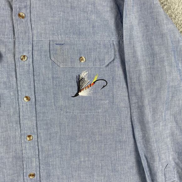 VTG Abercrombie & Fitch Button Shirt Men's Large Blue Made Hong Kong 90's Work - Picture 4 of 8